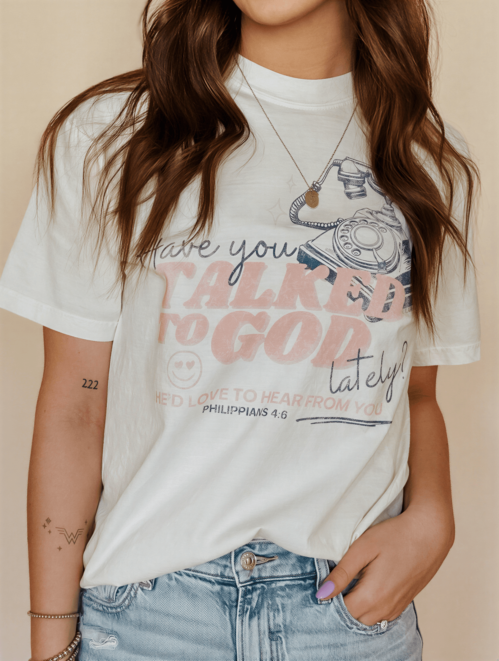 model wearing Talk To God Tee