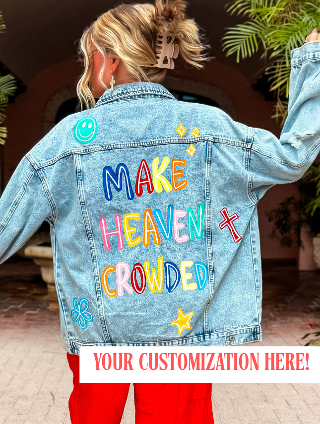 Custom Hand-Painted Jean Jacket - Bold Font