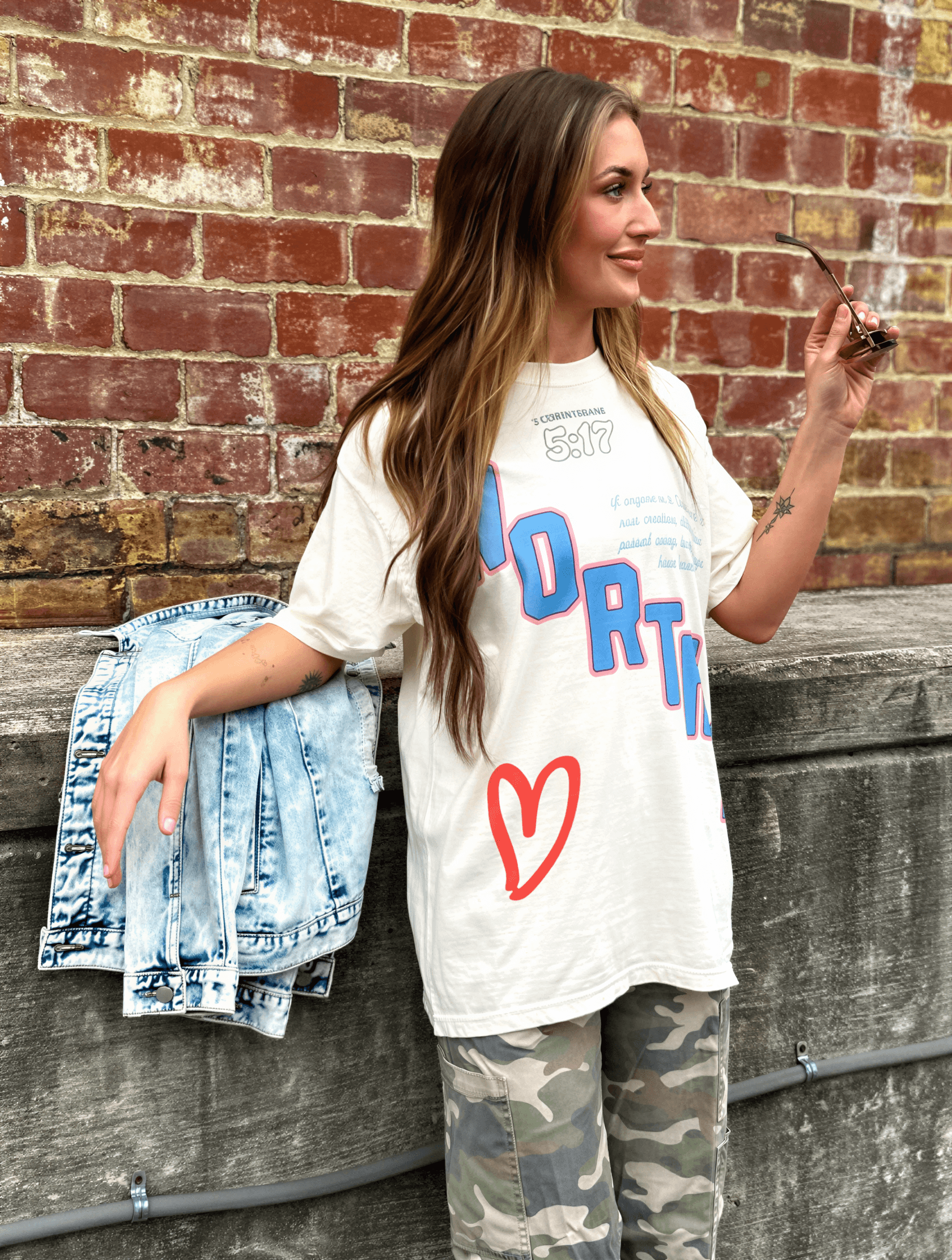 model wearing Worthy 5:17 Tee