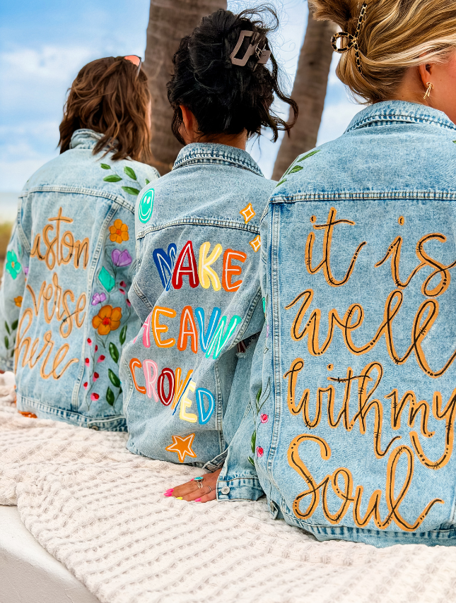 Custom Hand-Painted Jean Jacket - Script Font