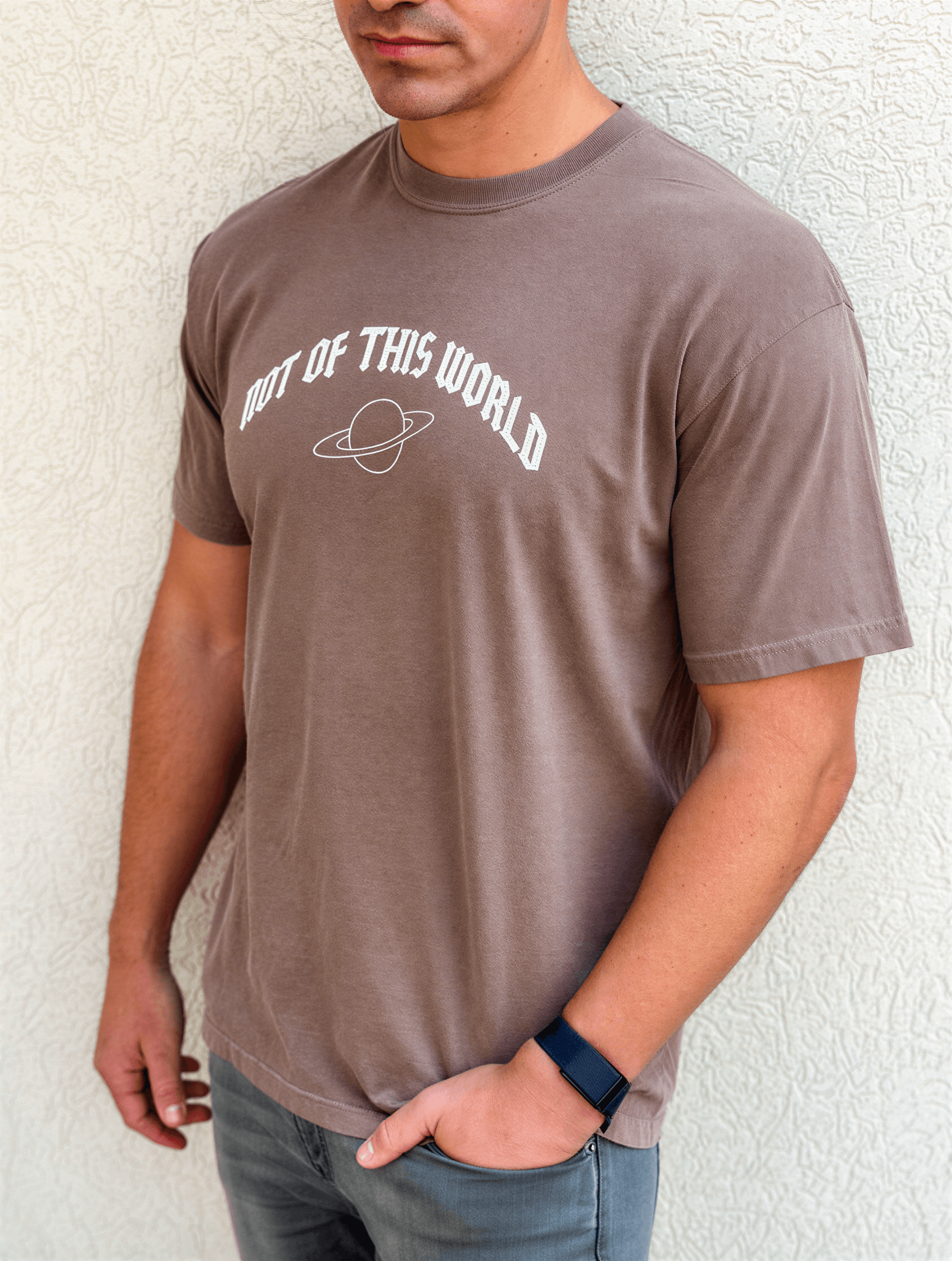 model wearing Not of This World Tee