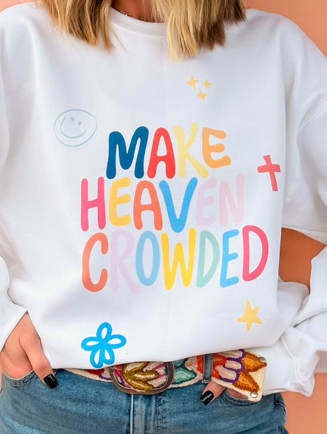 model wearing Make Heaven Crowded Sweatshirt