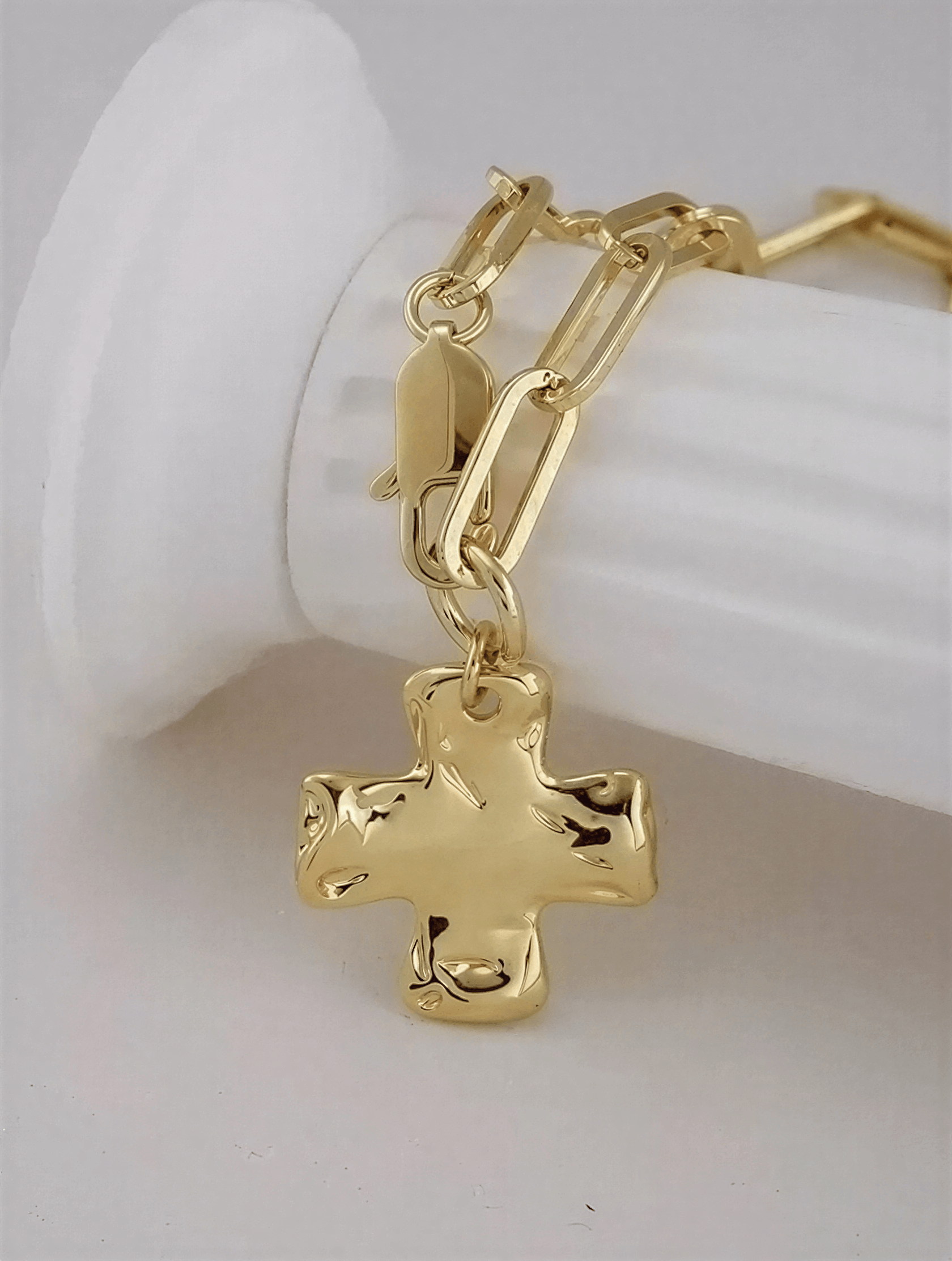 flay lay of Dainty Gold Paperclip Necklace