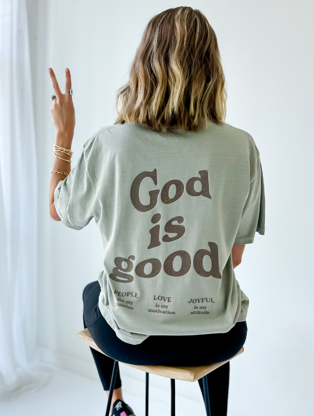 model wearing worthy wear tee