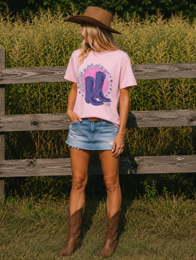 Colorful Walk By Faith Boots Tee