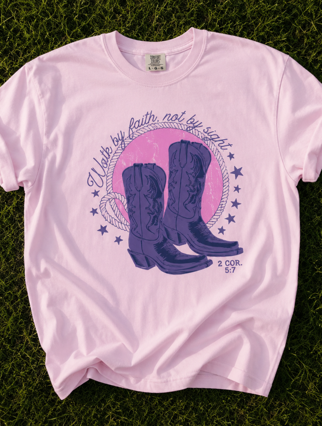 Colorful Walk By Faith Boots Tee