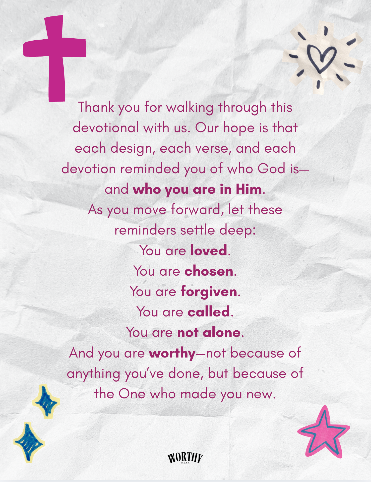 page of cover of worthy words devotional