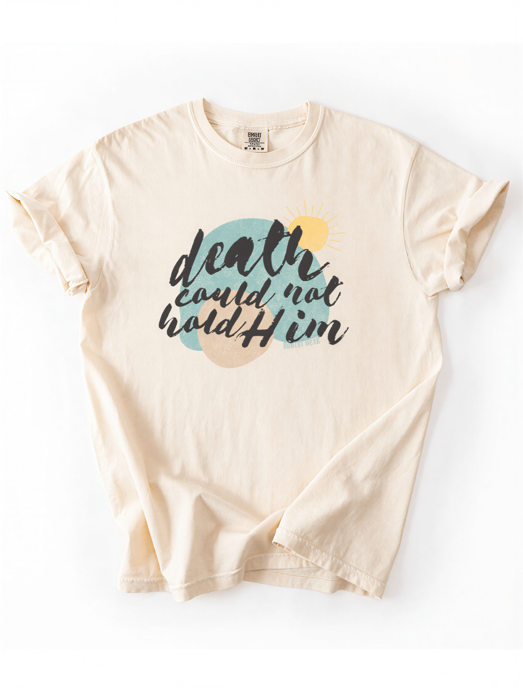 flat lay of death could not hold him tee