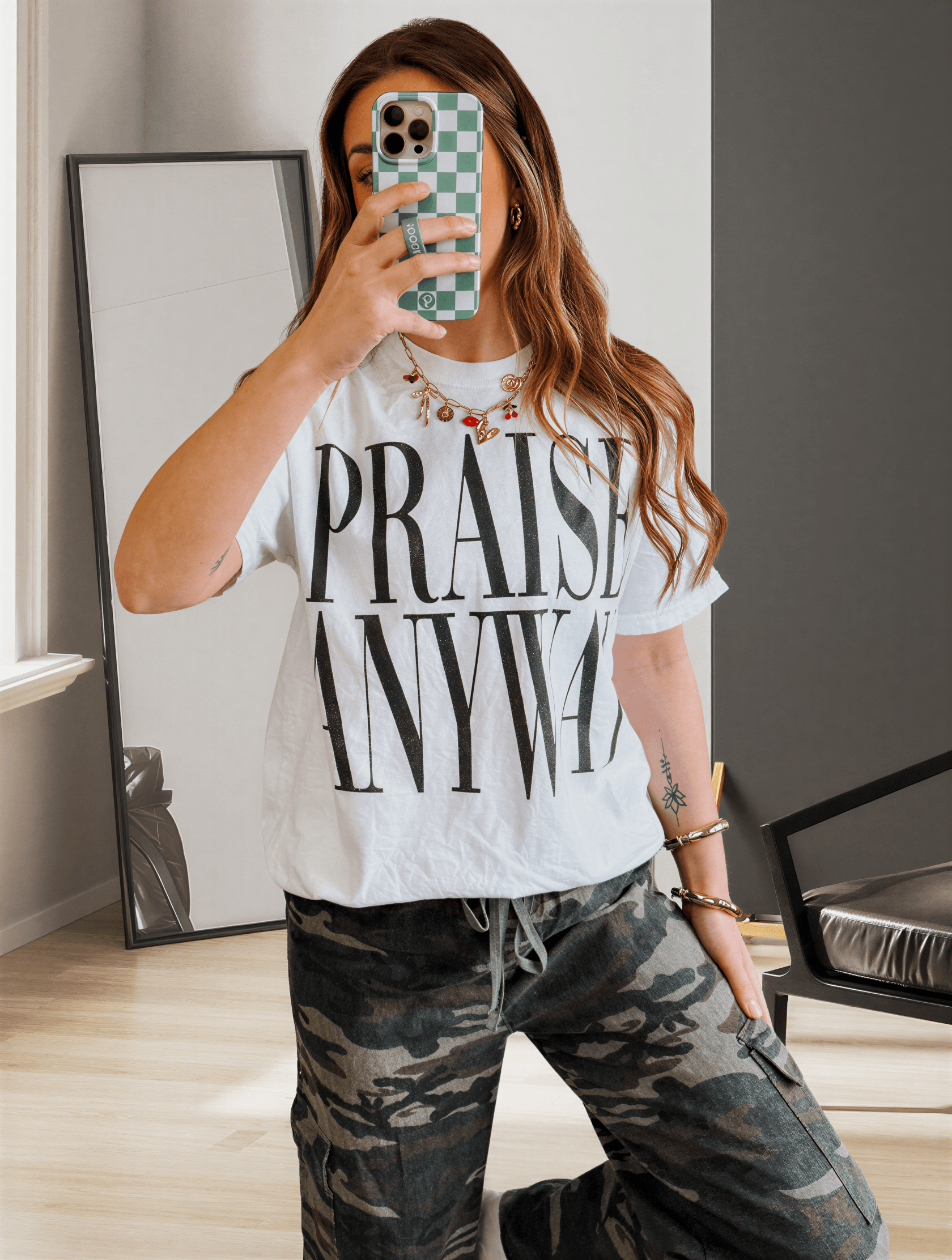model wearing Praise Anyway Tee