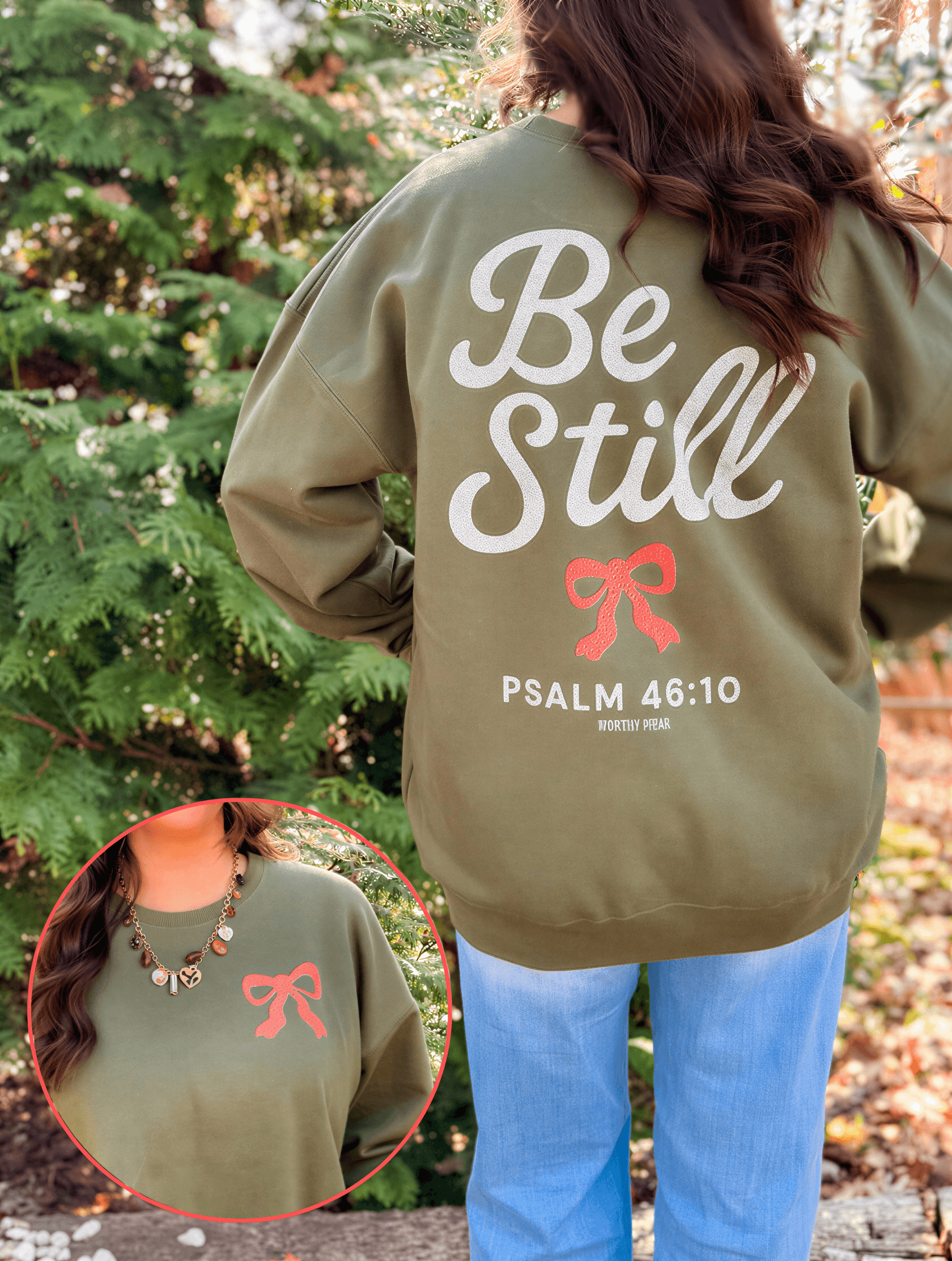 model wearing Be Still Winter Edition Sweatshirt