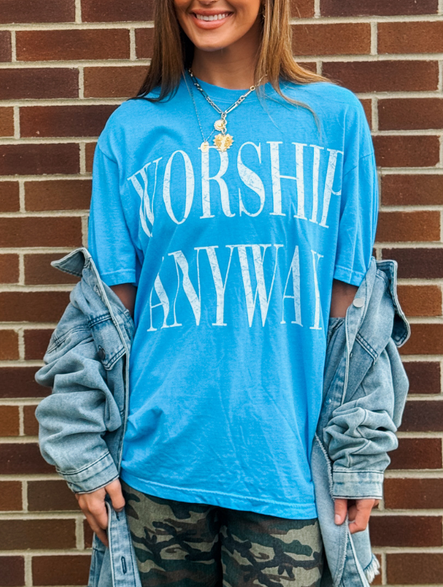 Worship Anyway Tee - Blue