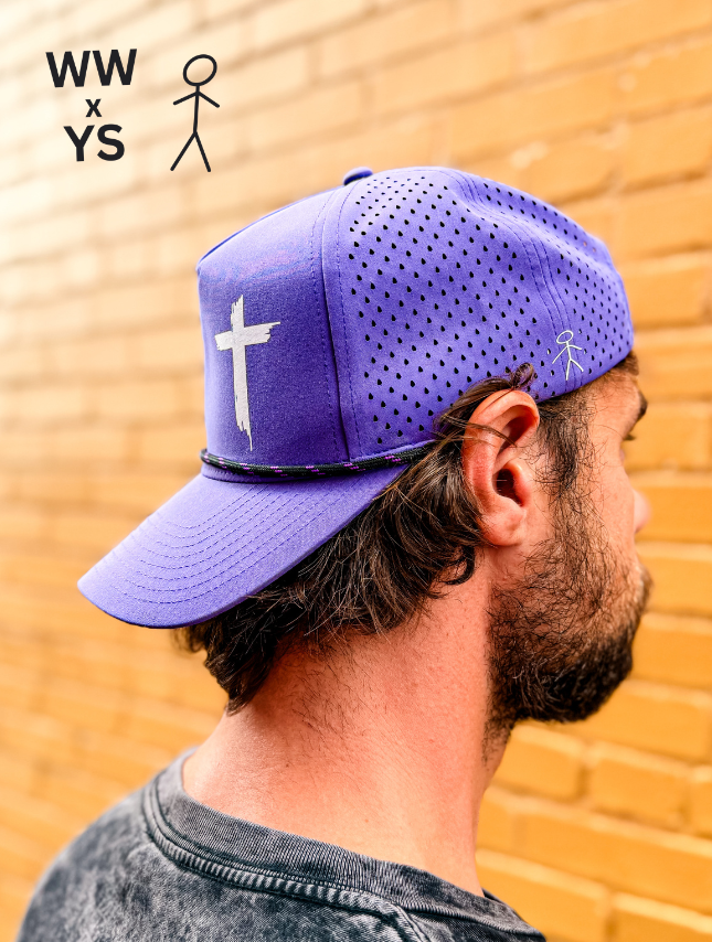 Distressed Cross - Purple Athletic Mesh Hat