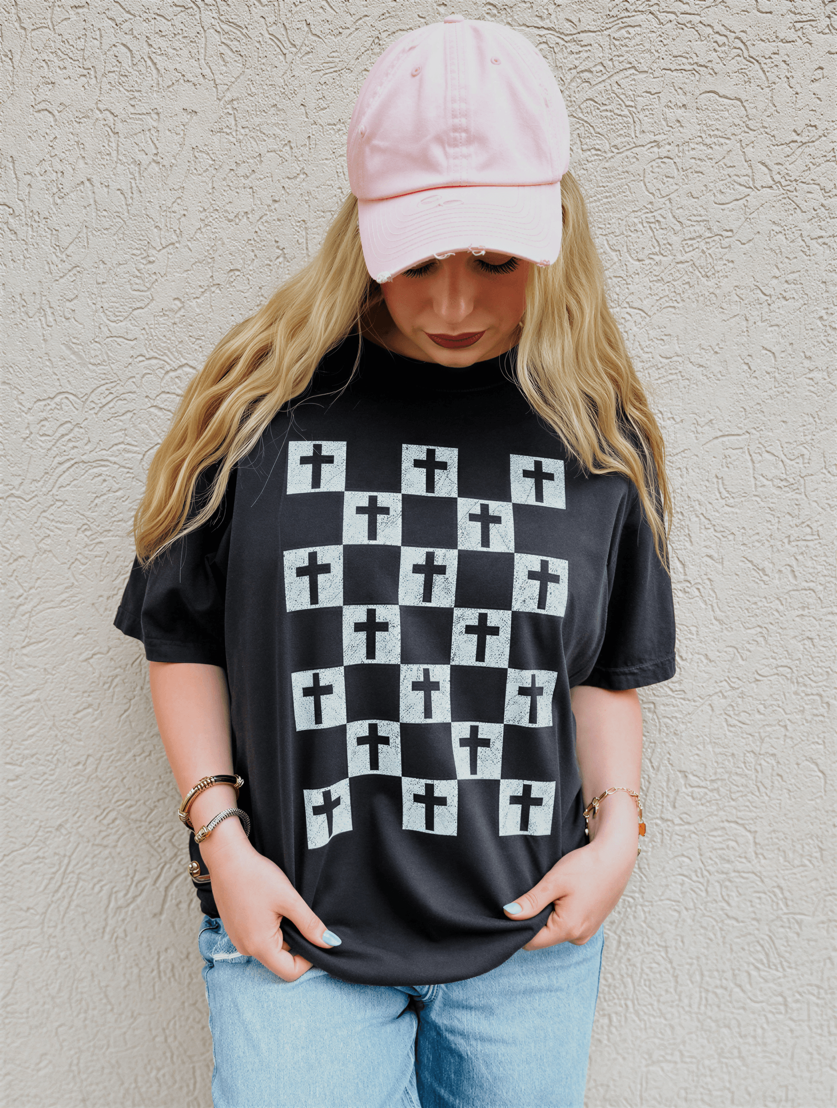 model wearing Bold Crosses Tee - Black