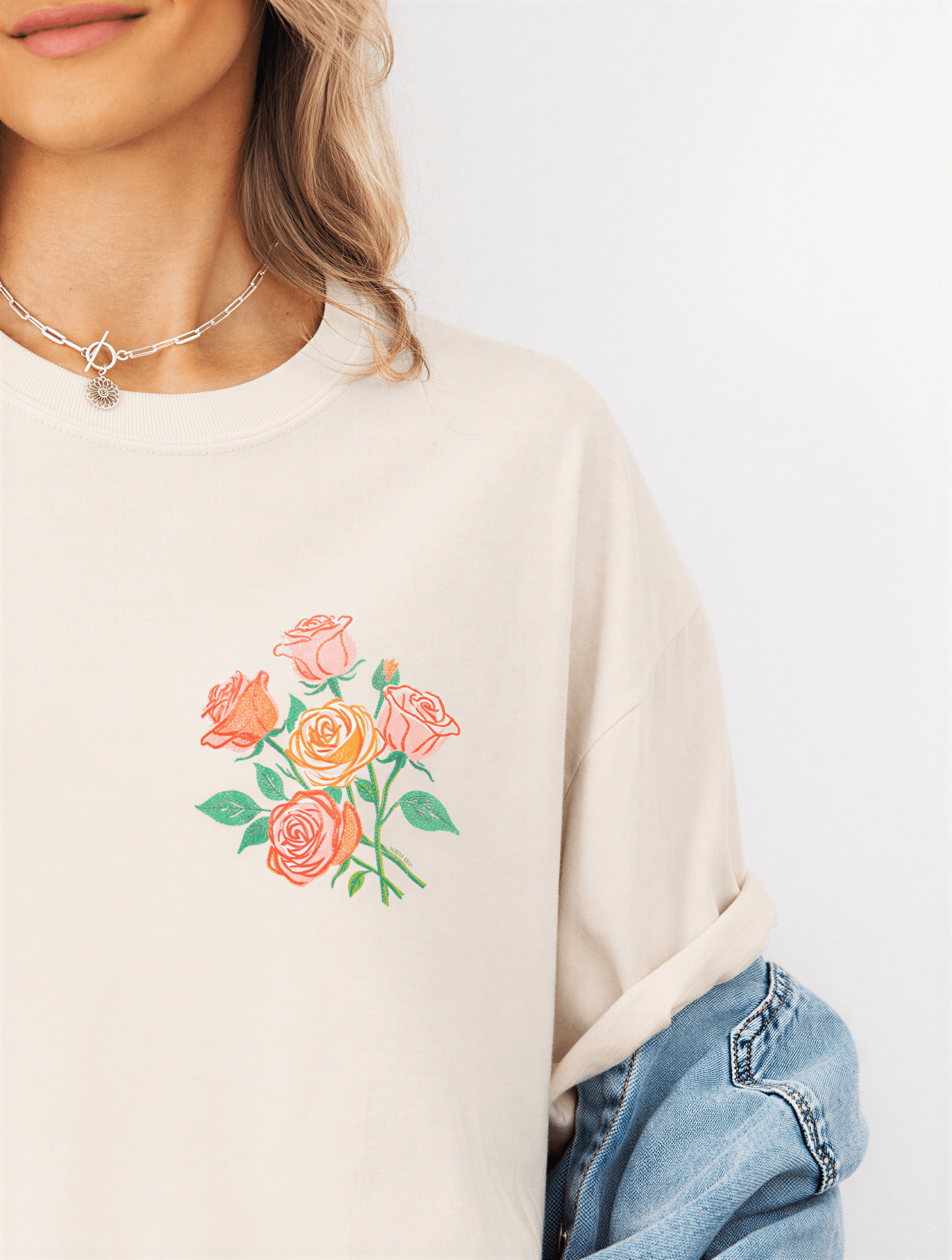 model wearing He Walks With Me Front & Back Tee