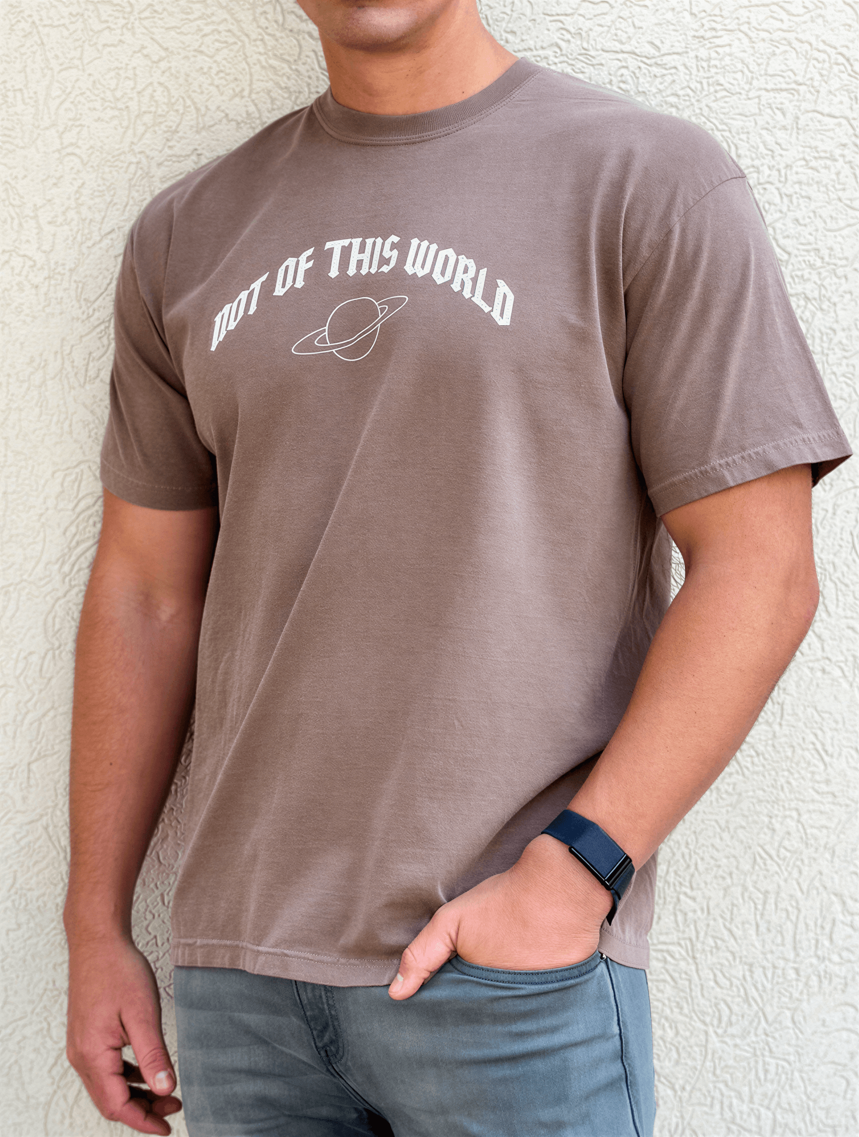 model wearing Not of This World Tee