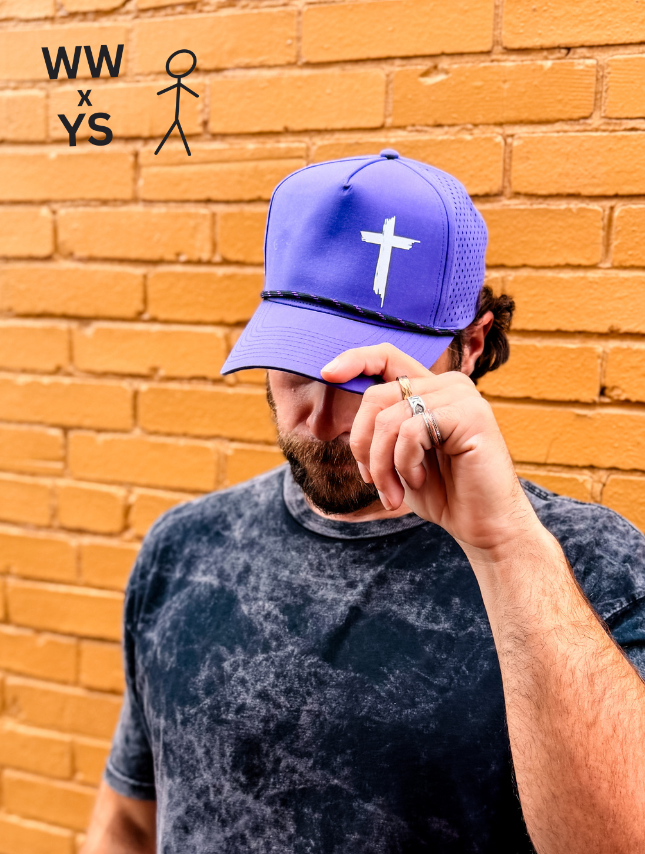 Distressed Cross - Purple Athletic Mesh Hat