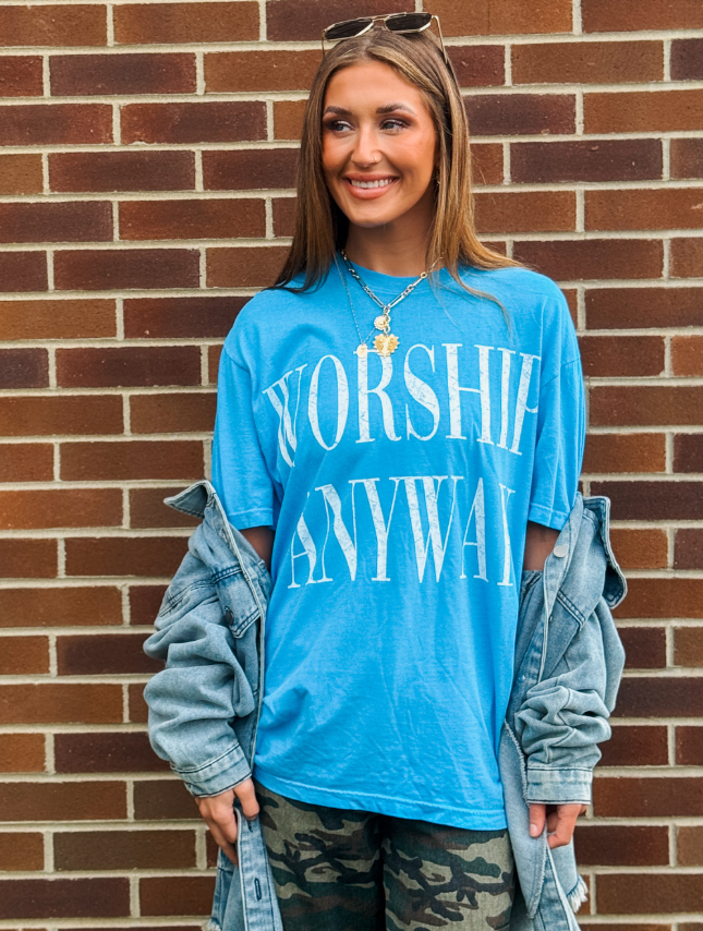 Worship Anyway Tee - Blue