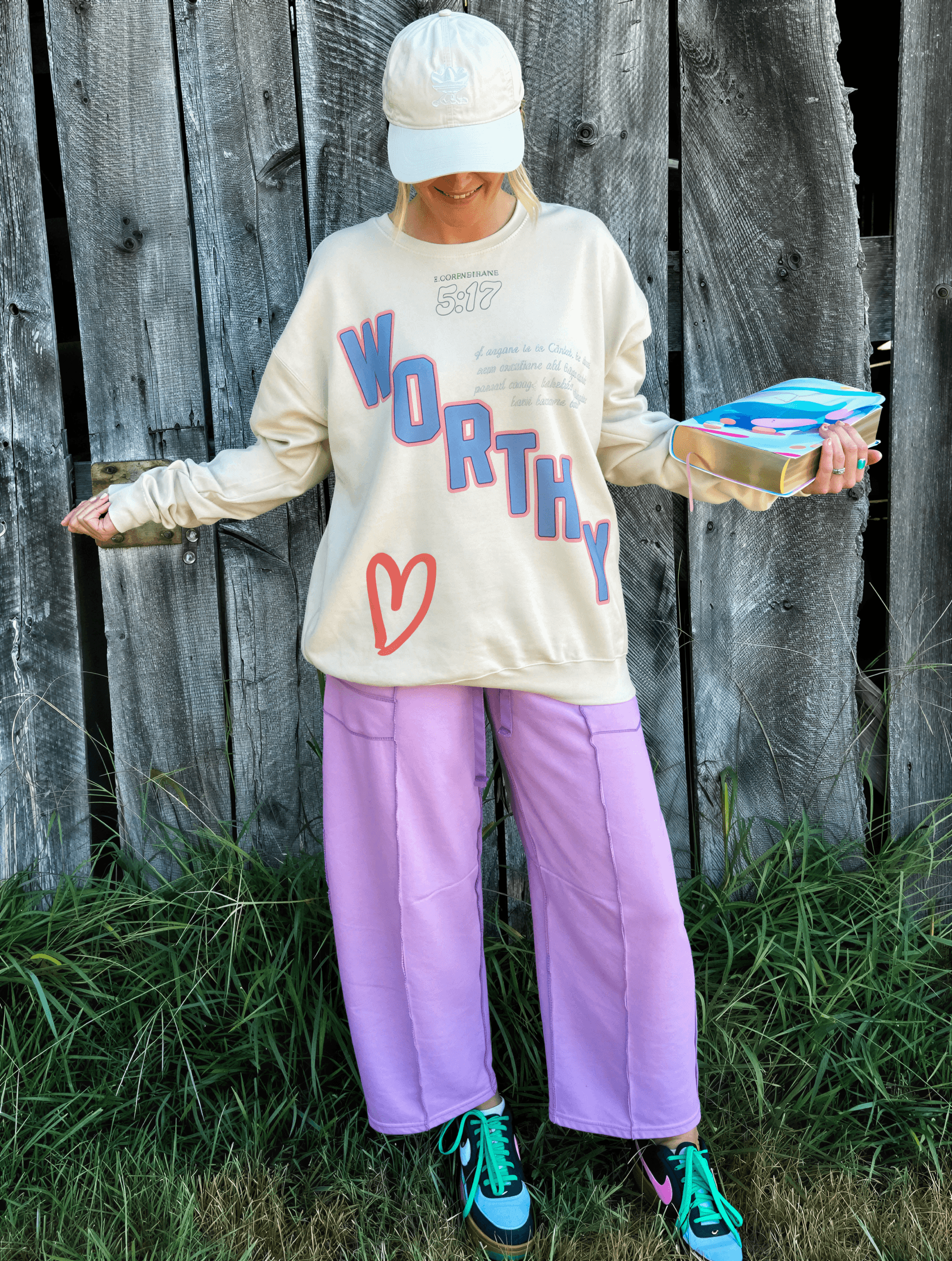 model wearing Worthy 5:17 Sweatshirt