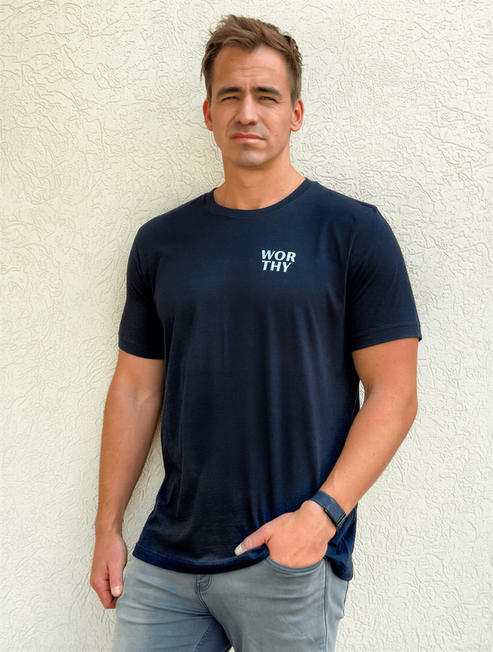 model wearing Stacked Worthy Tee