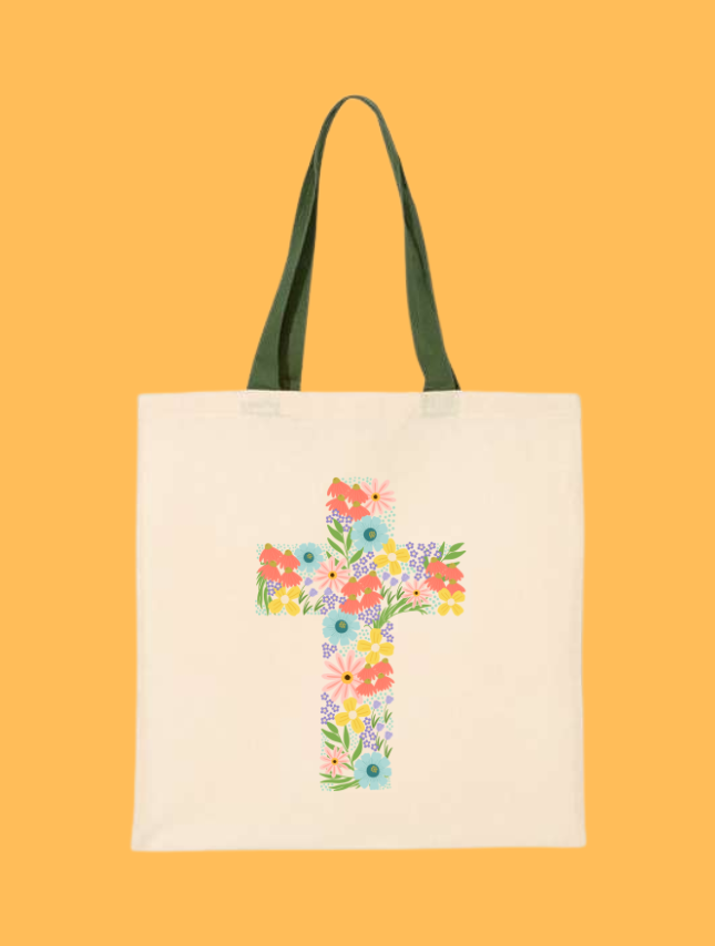 Floral Cross Tote Bag