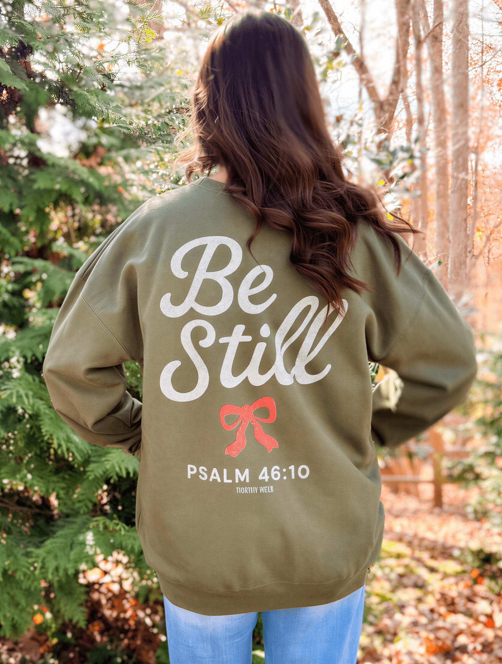 model wearing Be Still Winter Edition Sweatshirt
