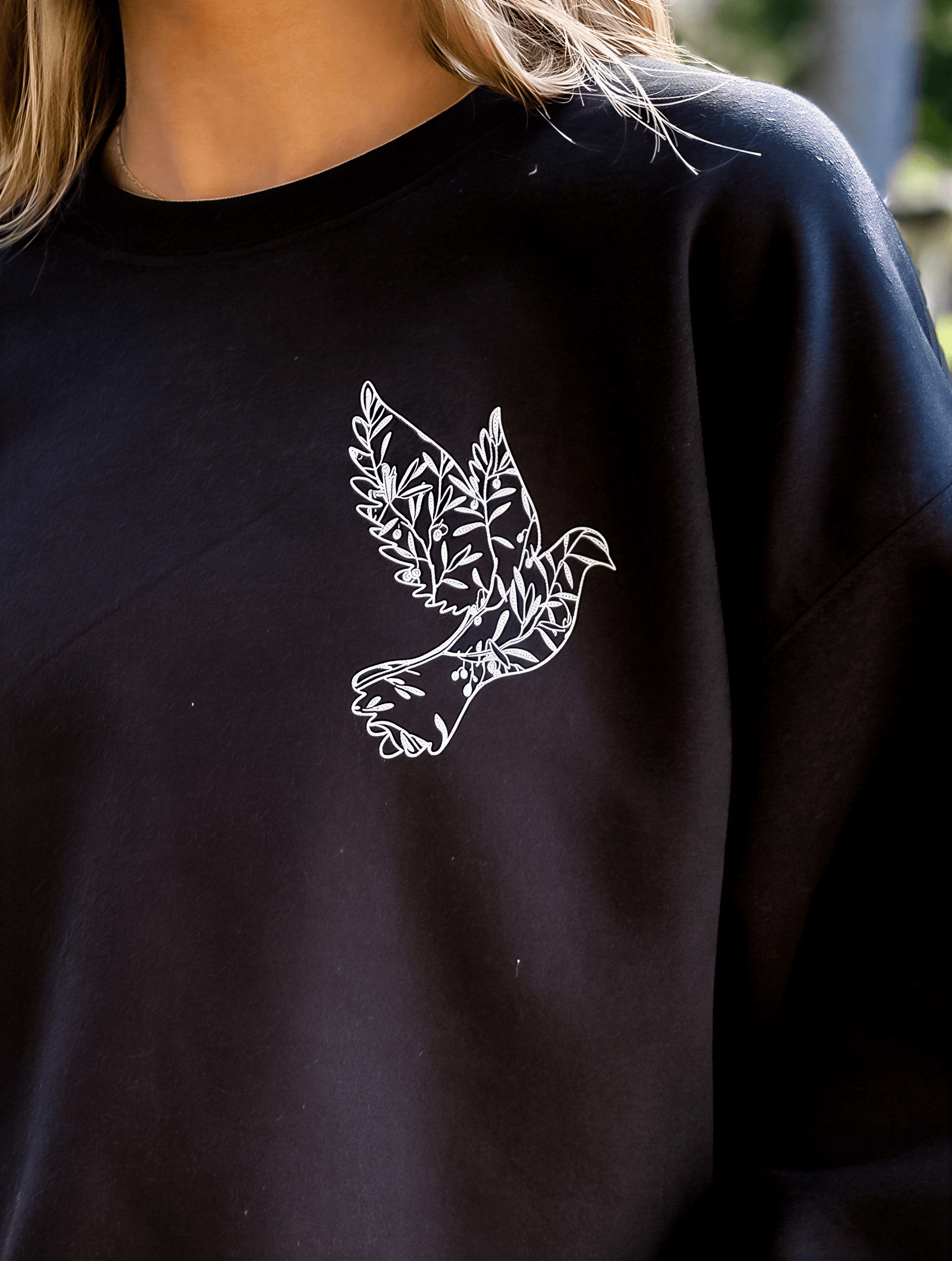 model wearing Fear Not Sweatshirt