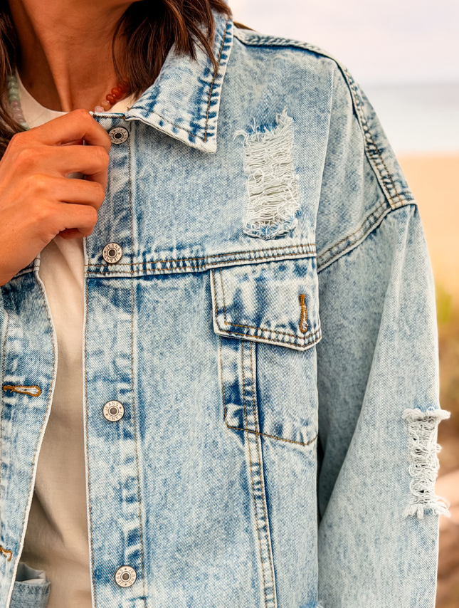 Custom Hand-Painted Jean Jacket - Bold Font
