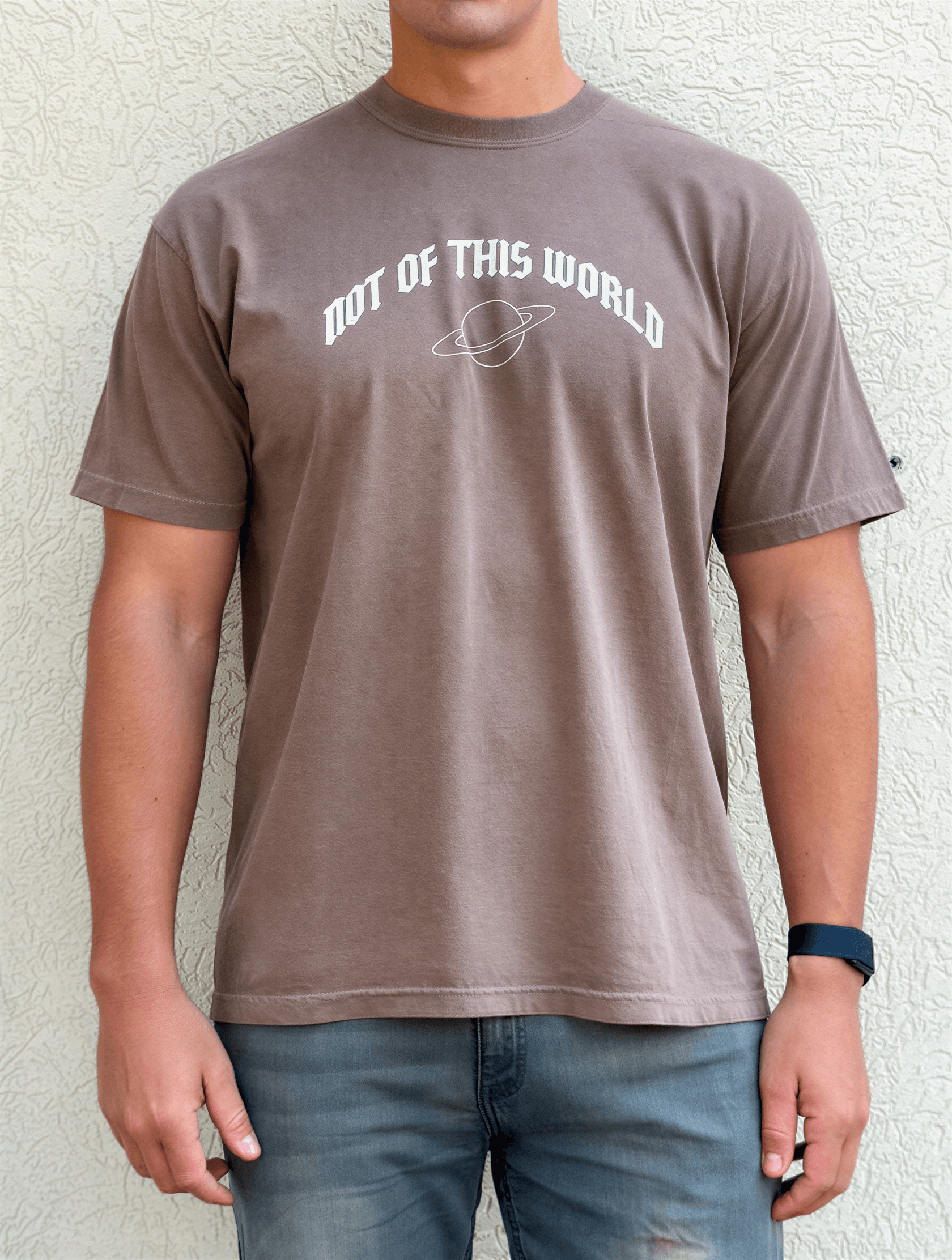 model wearing Not of This World Tee