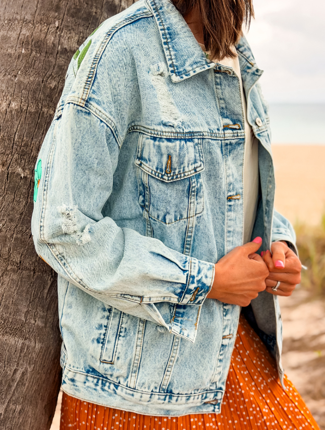 Custom Hand-Painted Jean Jacket - Script Font
