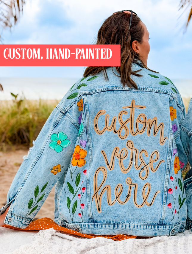 Custom Hand-Painted Jean Jacket - Script Font