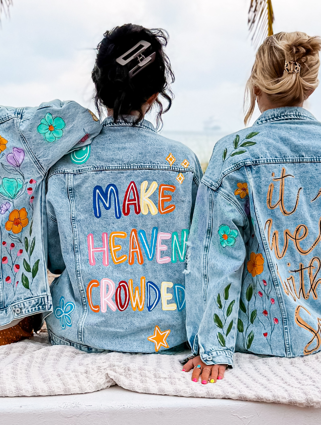 Custom Hand-Painted Jean Jacket - Bold Font