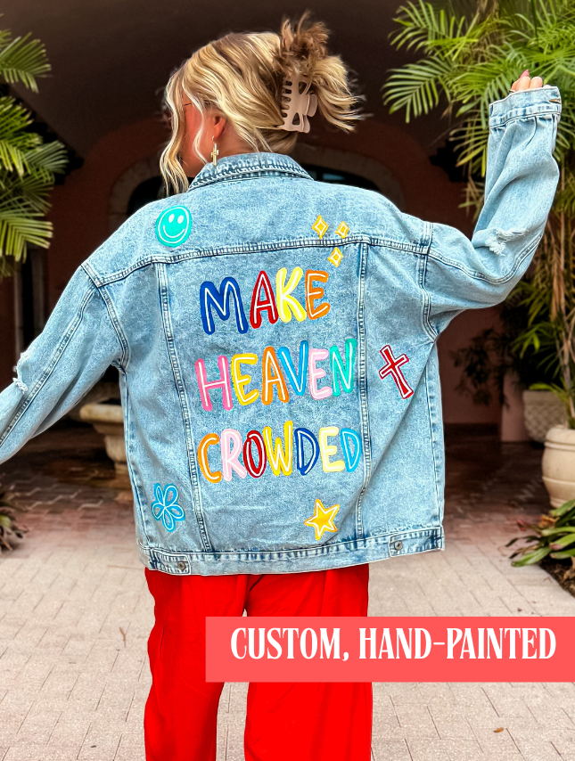 Custom Hand-Painted Jean Jacket - Bold Font