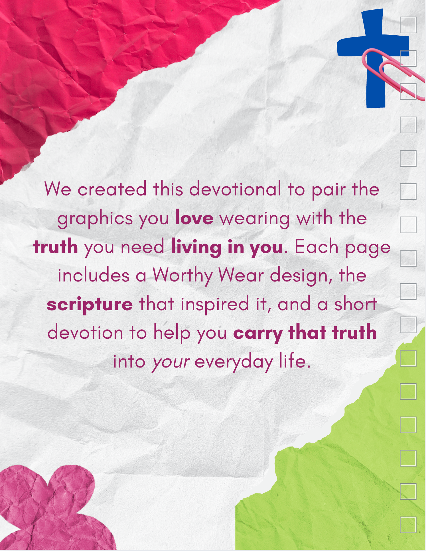 page of cover of worthy words devotional 
