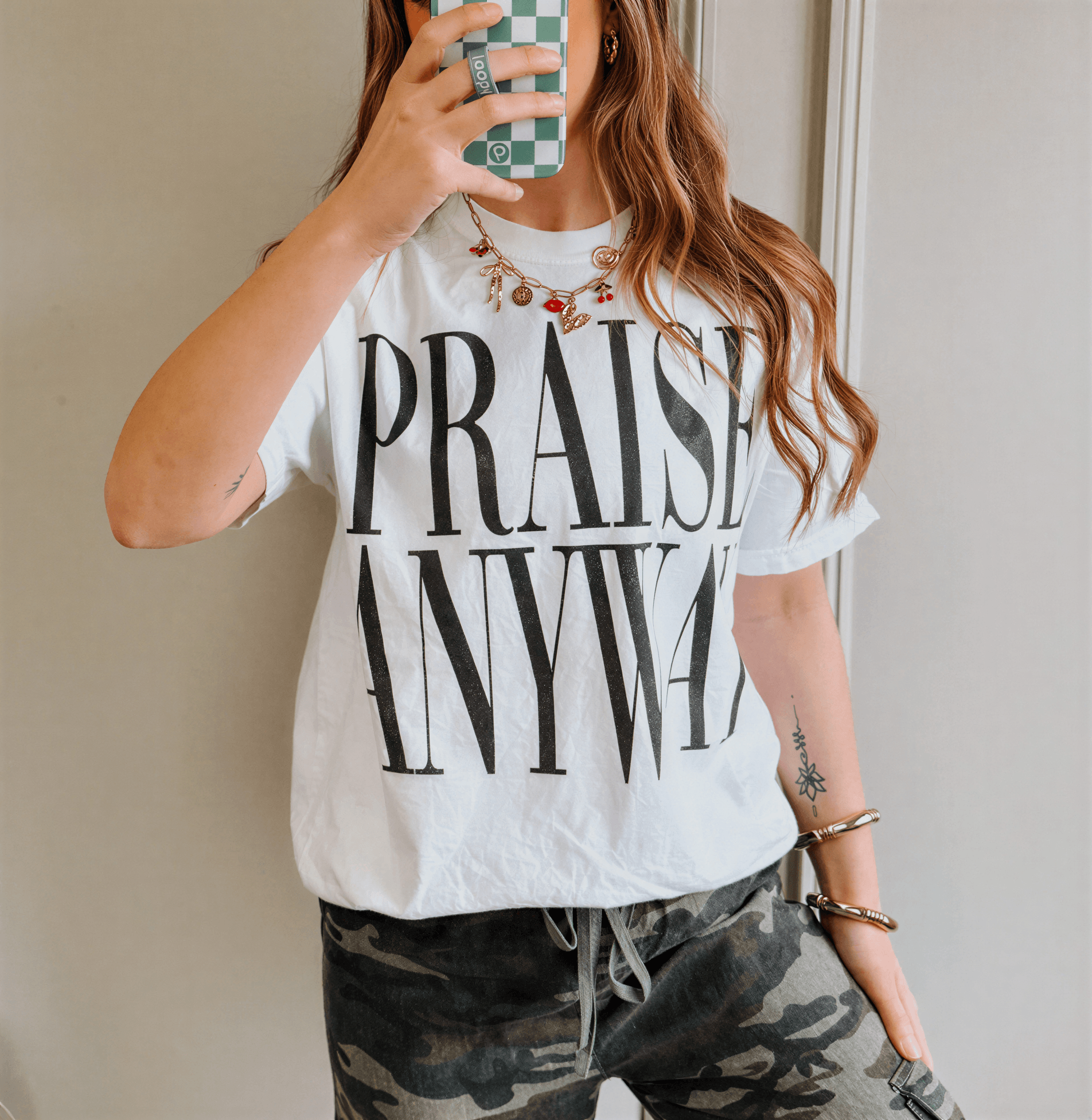 model wearing Praise Anyway Tee
