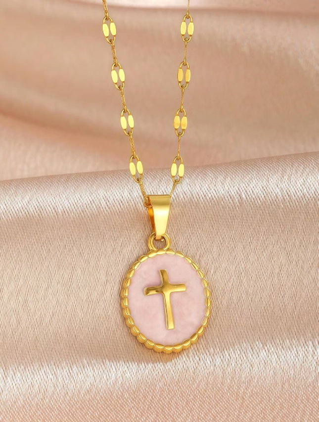 Pink Charm Cross Necklace