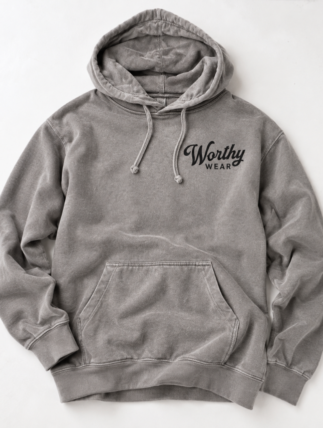 Embroidered Worthy Wear Washed Hoodie