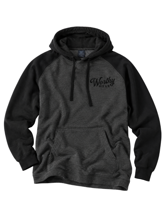 Embroidered Worthy Wear Two-Tone Hoodie