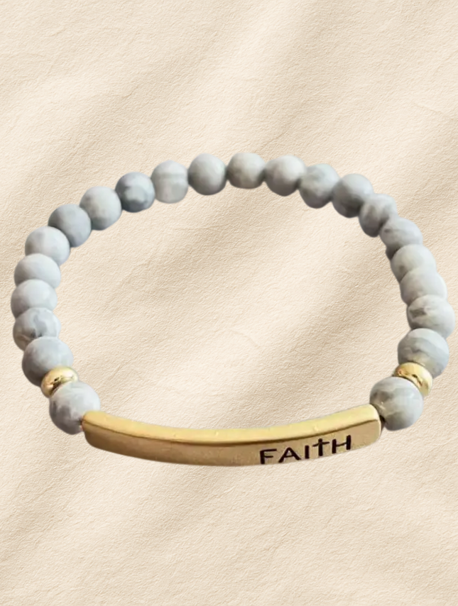 flay lay of Faith Beaded Bracelet
