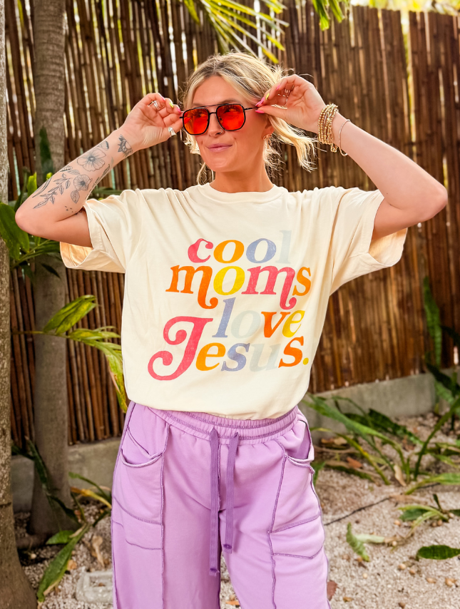 Colorful Cool Moms Love Jesus Tee