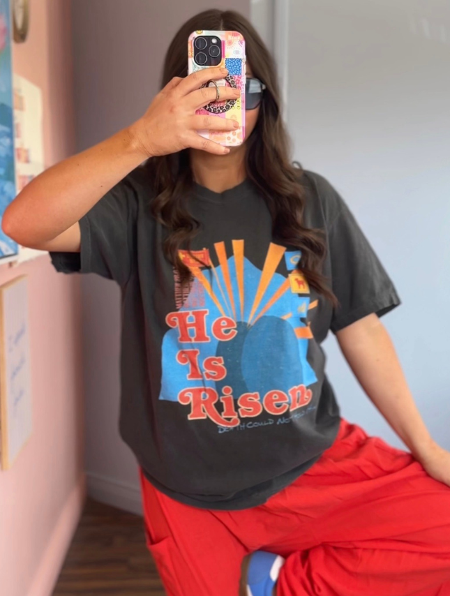 model wearing He Is Risen Tee