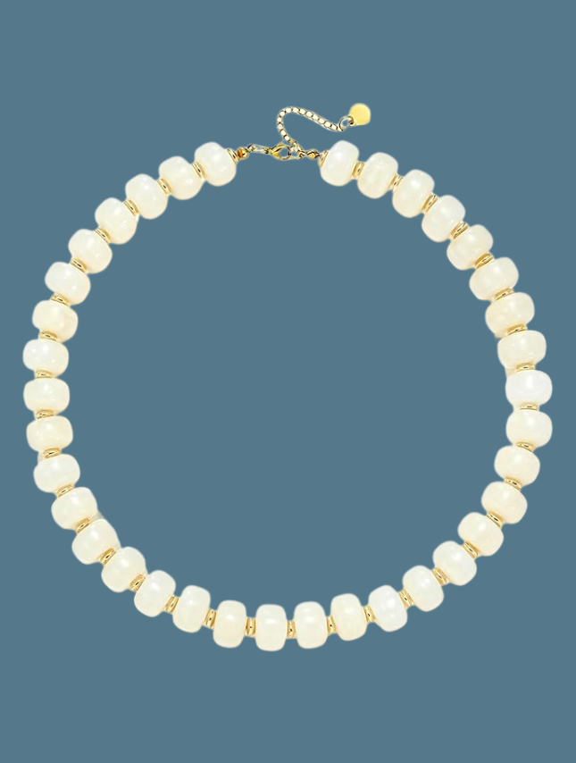 Chunky White Beaded Necklace