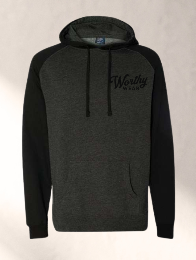 Embroidered Worthy Wear Two-Tone Hoodie