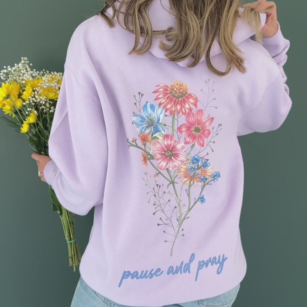 woman wearing pause and pray